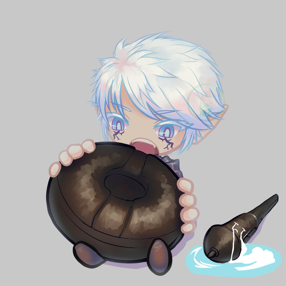 Icy chibi eating donut (pen holder) (simple shading)